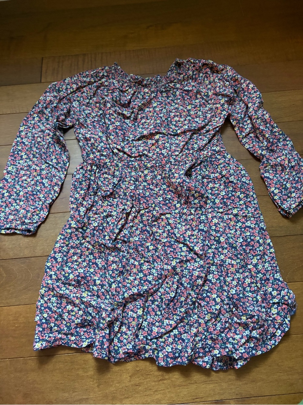 Carter's Navy Floral Dress with Pink & White Blooms